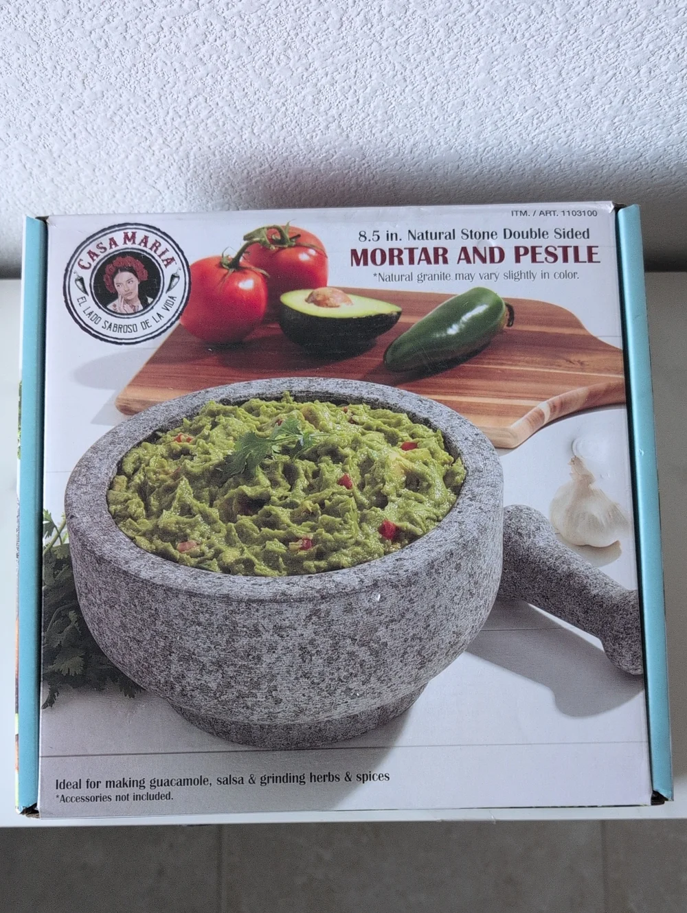 Casa Maria - 8.5 inch Natural Stone Double Sided Mortar and Pestle - Gray